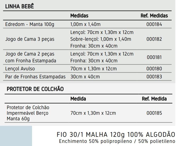 Tabela de Medidas
